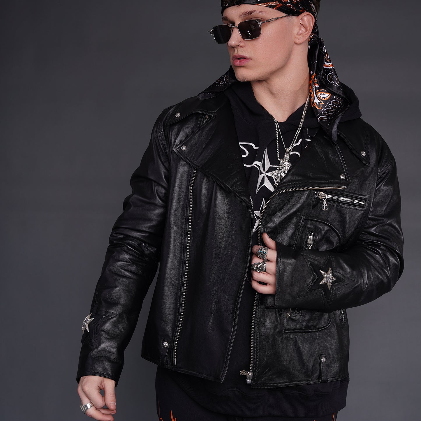 A&G Black Leather Biker's Jacket
