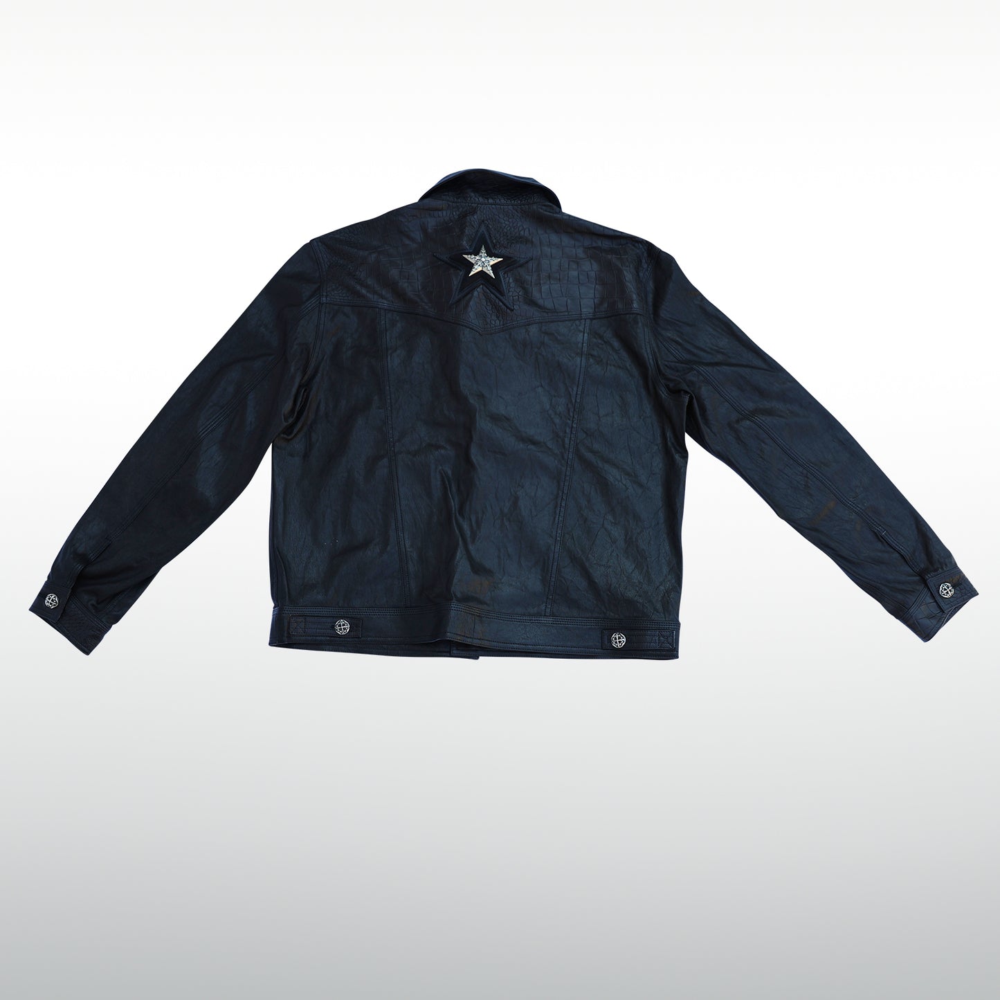 A&G Black Leather Jacket 2 Pockets Front