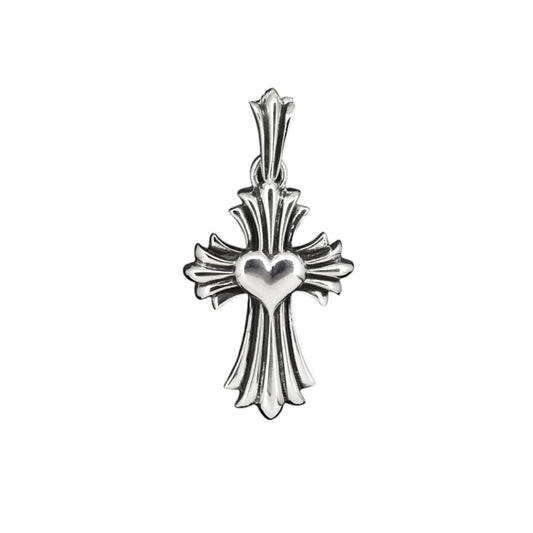 A&G Rock N' Roll Medium Heart Cross Pendant