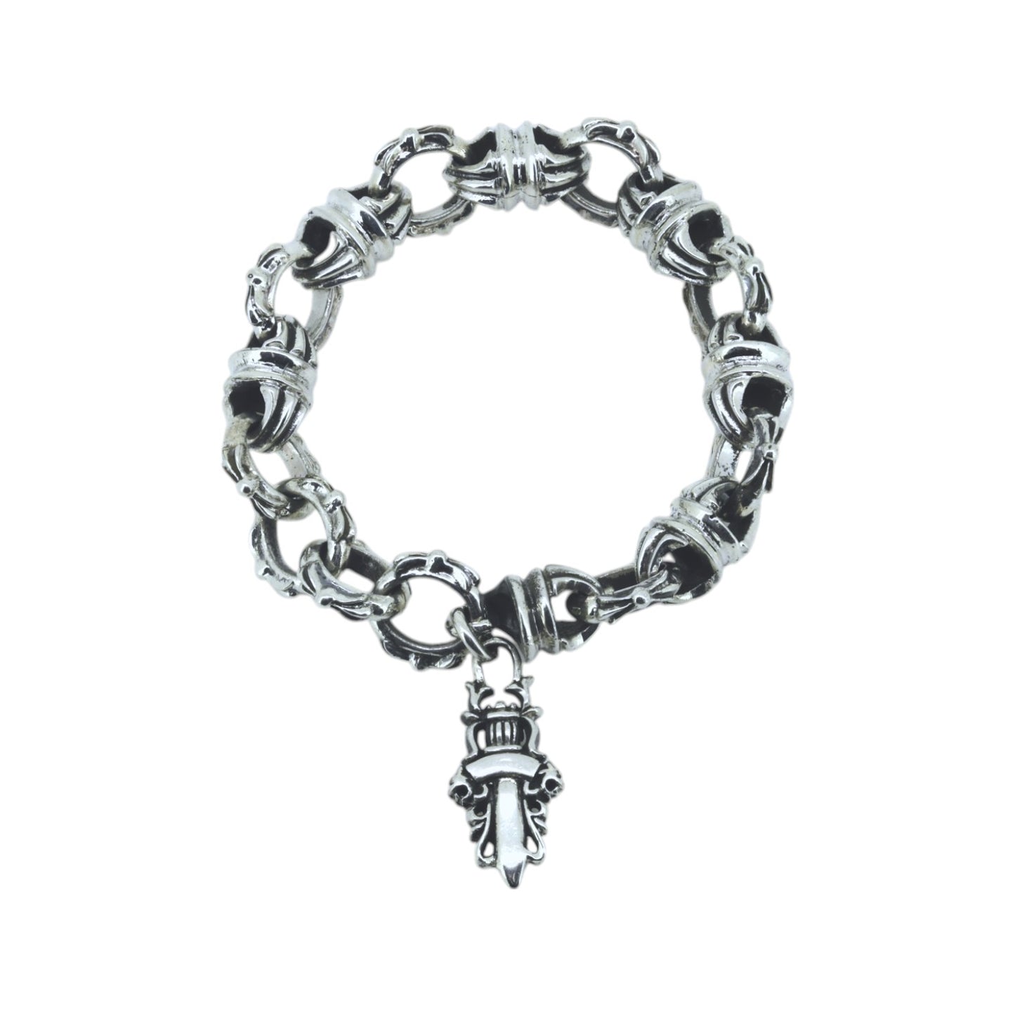 A&G Rock N' Roll Oval Cross Bracelet with Dagger Charm