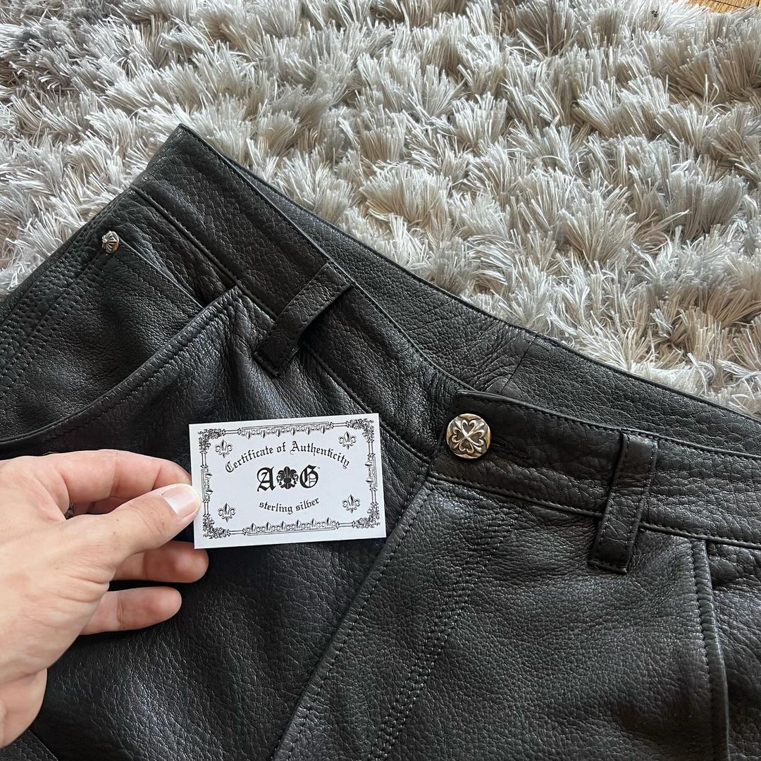 A&G Black Leather Men's Pants