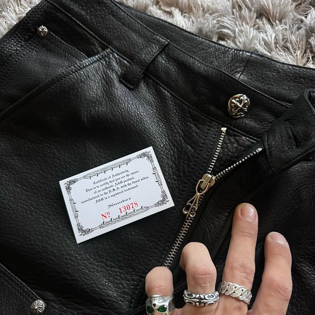 A&G Black Leather Men's Pants