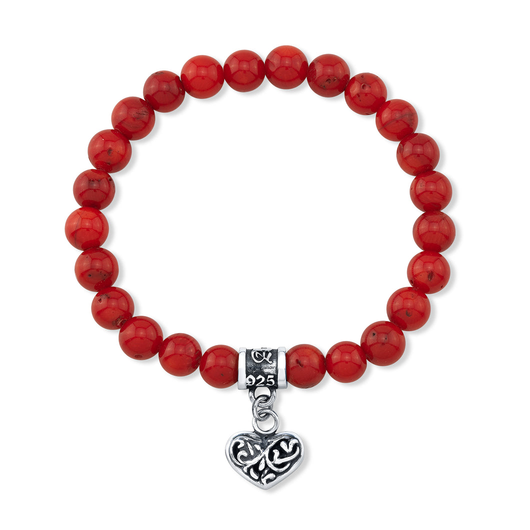 A&G Red Coral Bead Bracelet