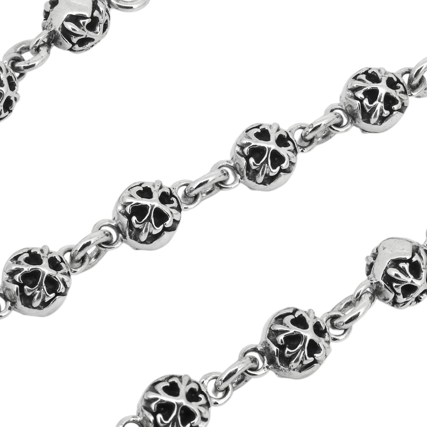 Fleur de Lis Sterling Silver Beaded Wallet Chain