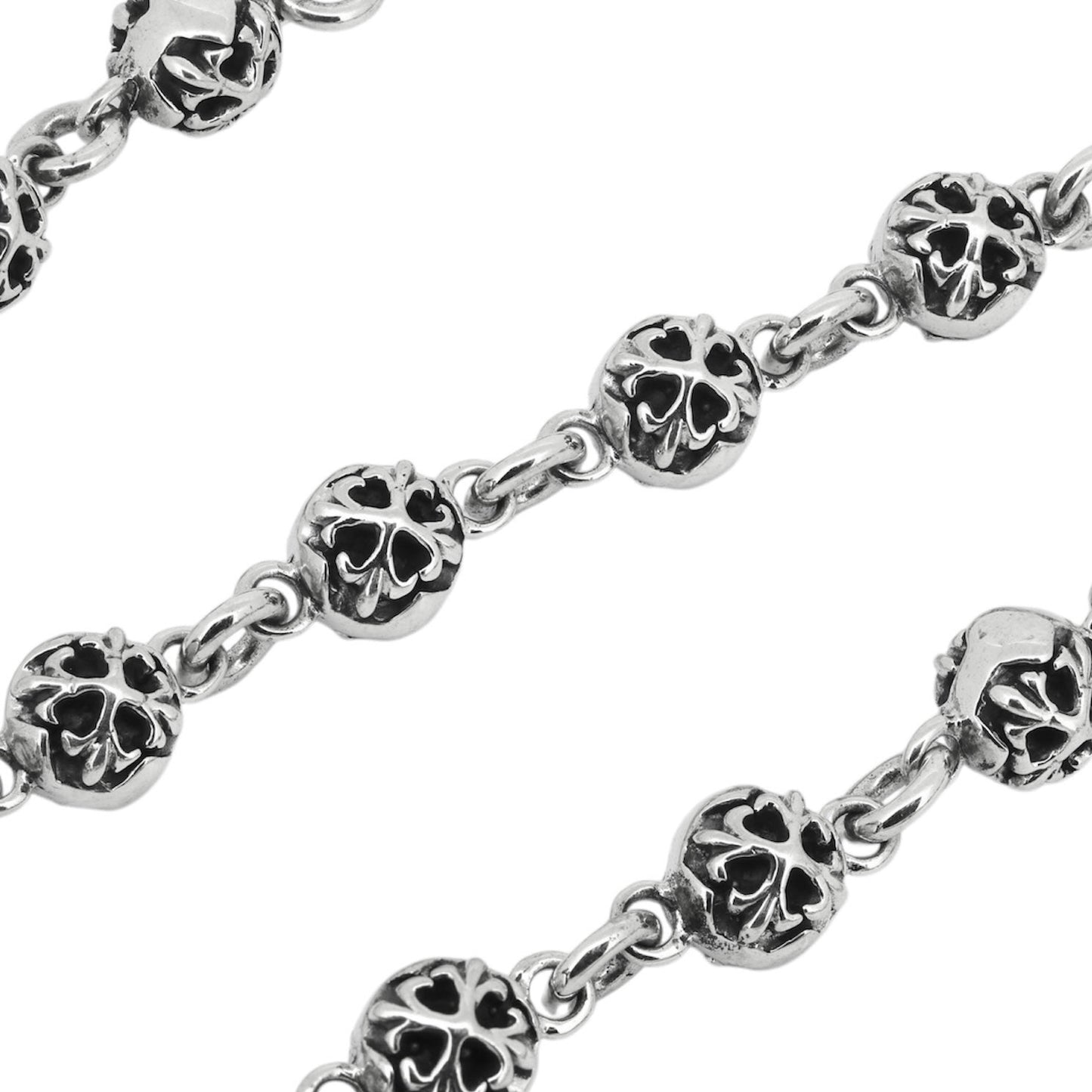 Fleur de Lis Sterling Silver Beaded Wallet Chain
