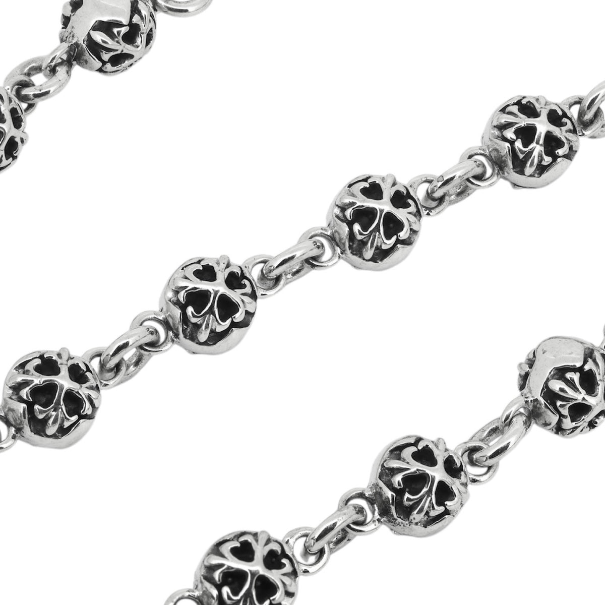 Fleur de Lis Sterling Silver Beaded Wallet Chain-3