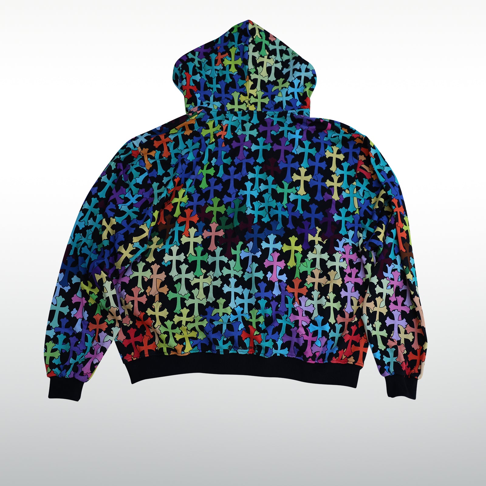 A&G Black Sweatshirt All Over Cross Multi Print