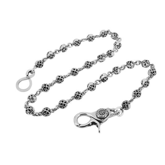 Fleur de Lis Sterling Silver Beaded Wallet Chain