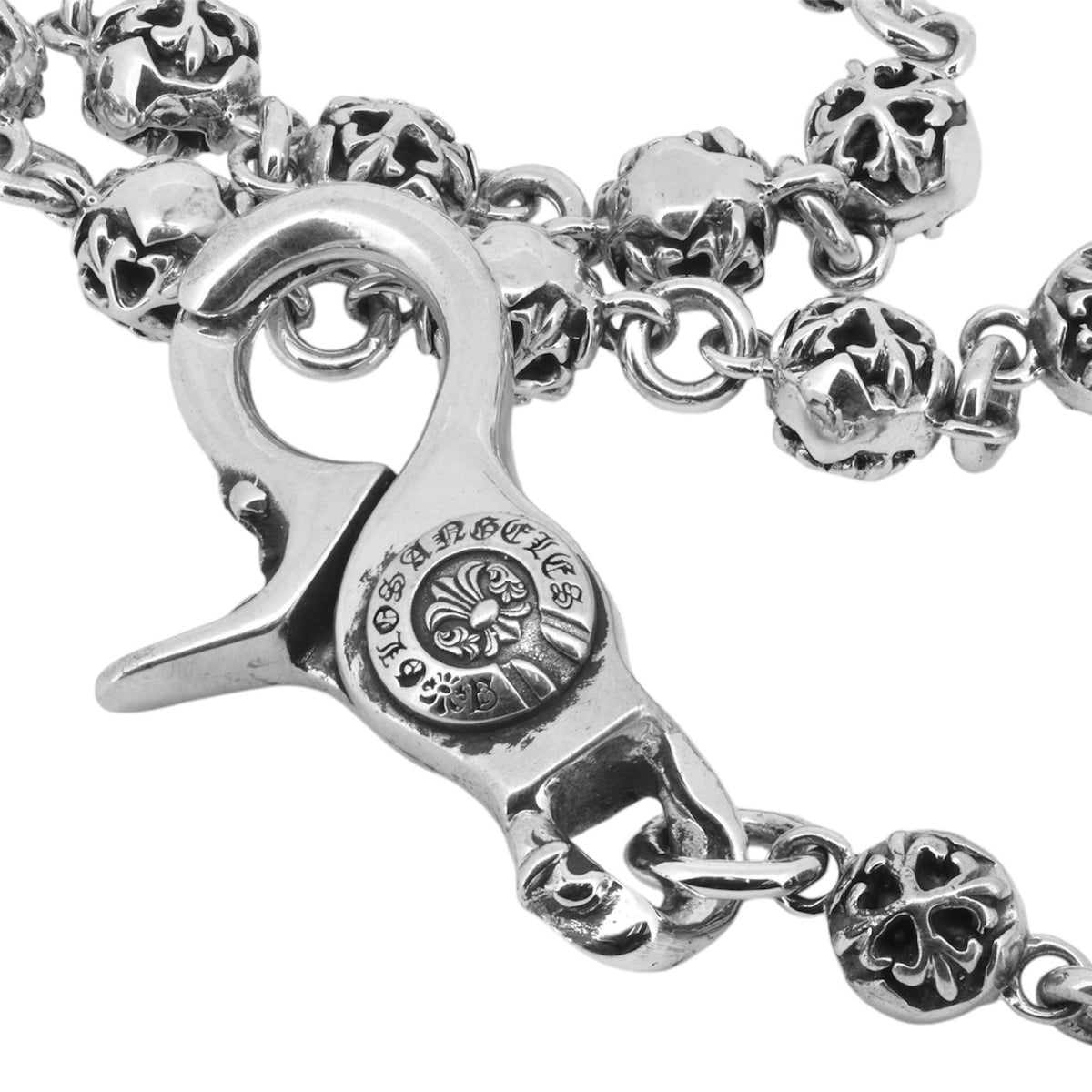 Fleur de Lis Sterling Silver Beaded Wallet Chain-2