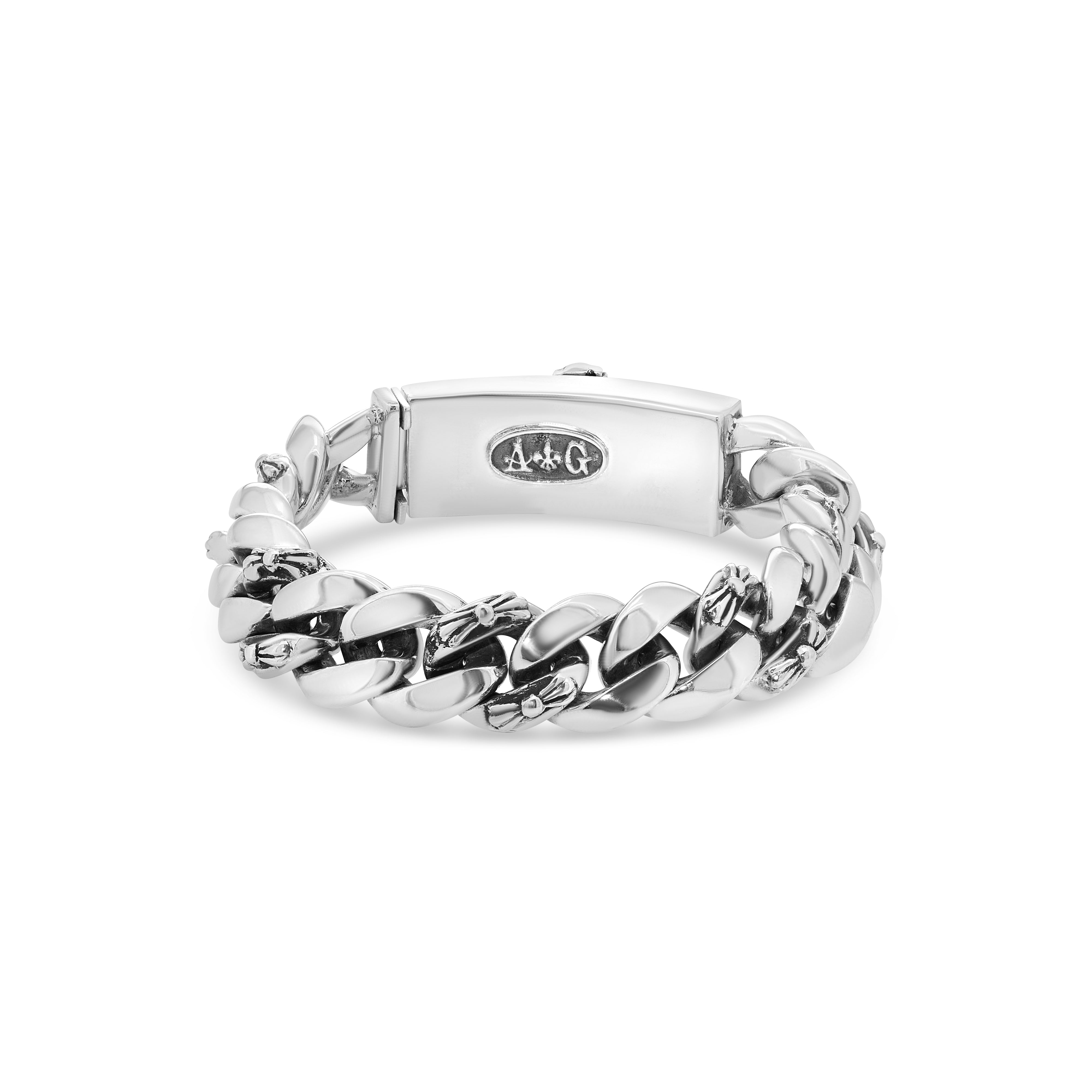 Sterling Silver Dagger ID Cuban Chain Bracelet-1