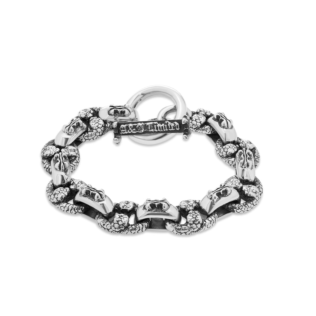 Sterling Silver Alternating FDL & Snake Link Bracelet
