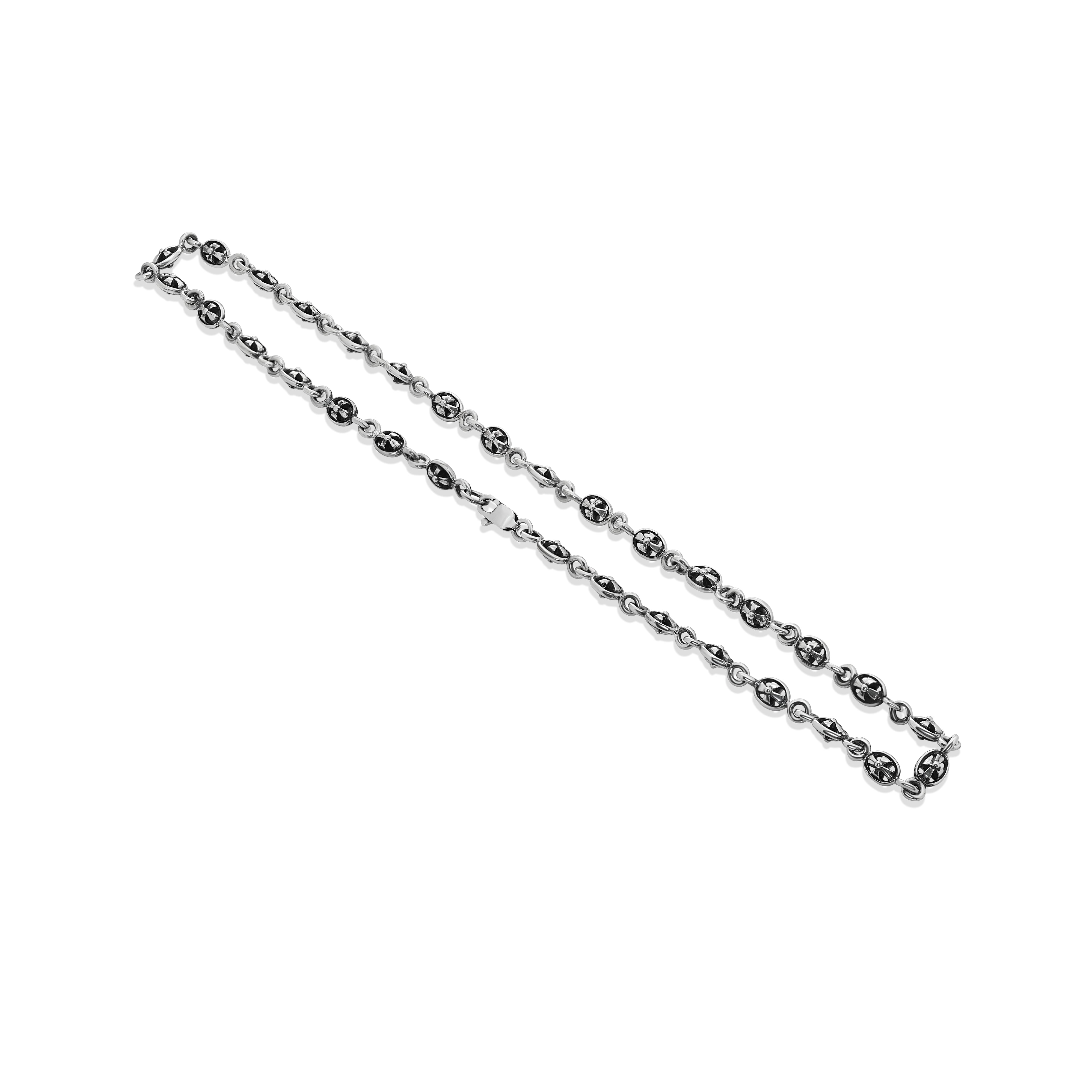 Sterling Silver Mini Cross in Circle Link Necklace-1
