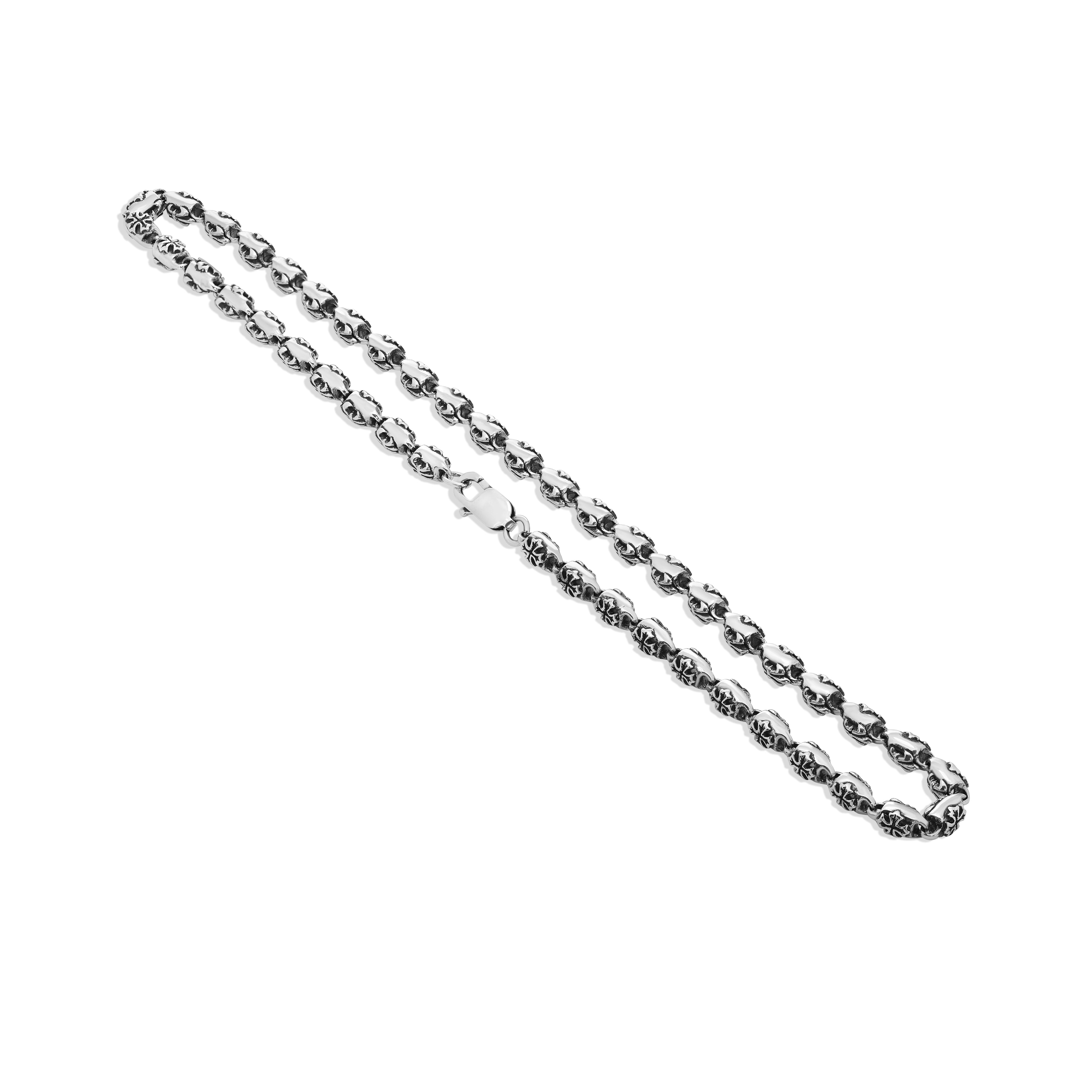 Sterling Silver Mini FDL & Cross Bean Link Necklace-1