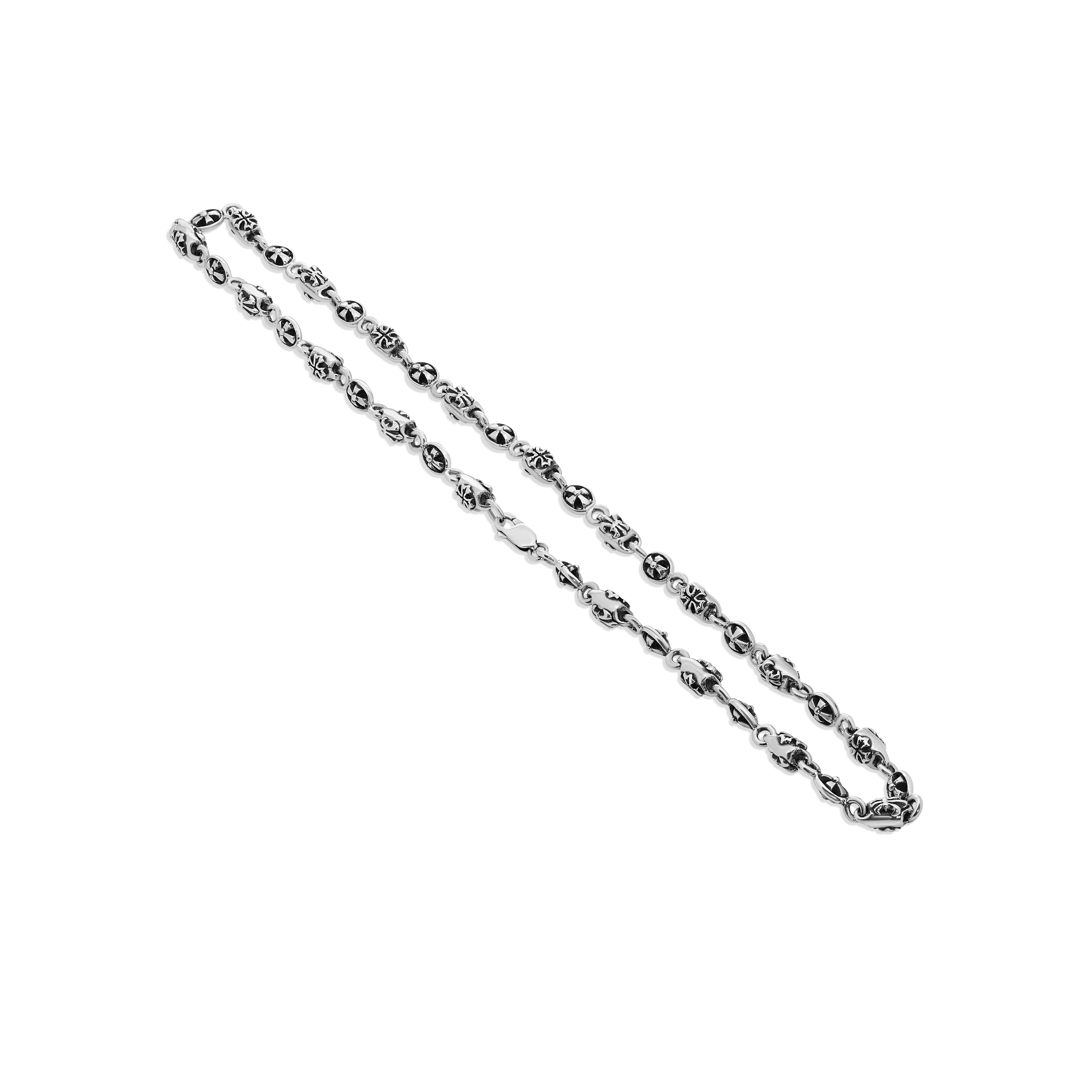 Sterling Silver Alternating FDL & Cross Link Necklace-1