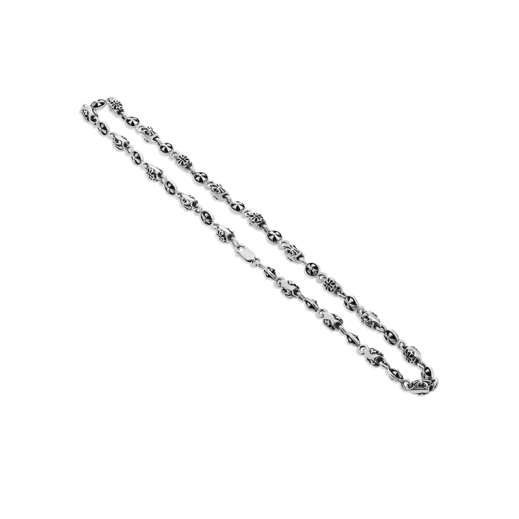 Sterling Silver Alternating FDL & Cross Link Necklace