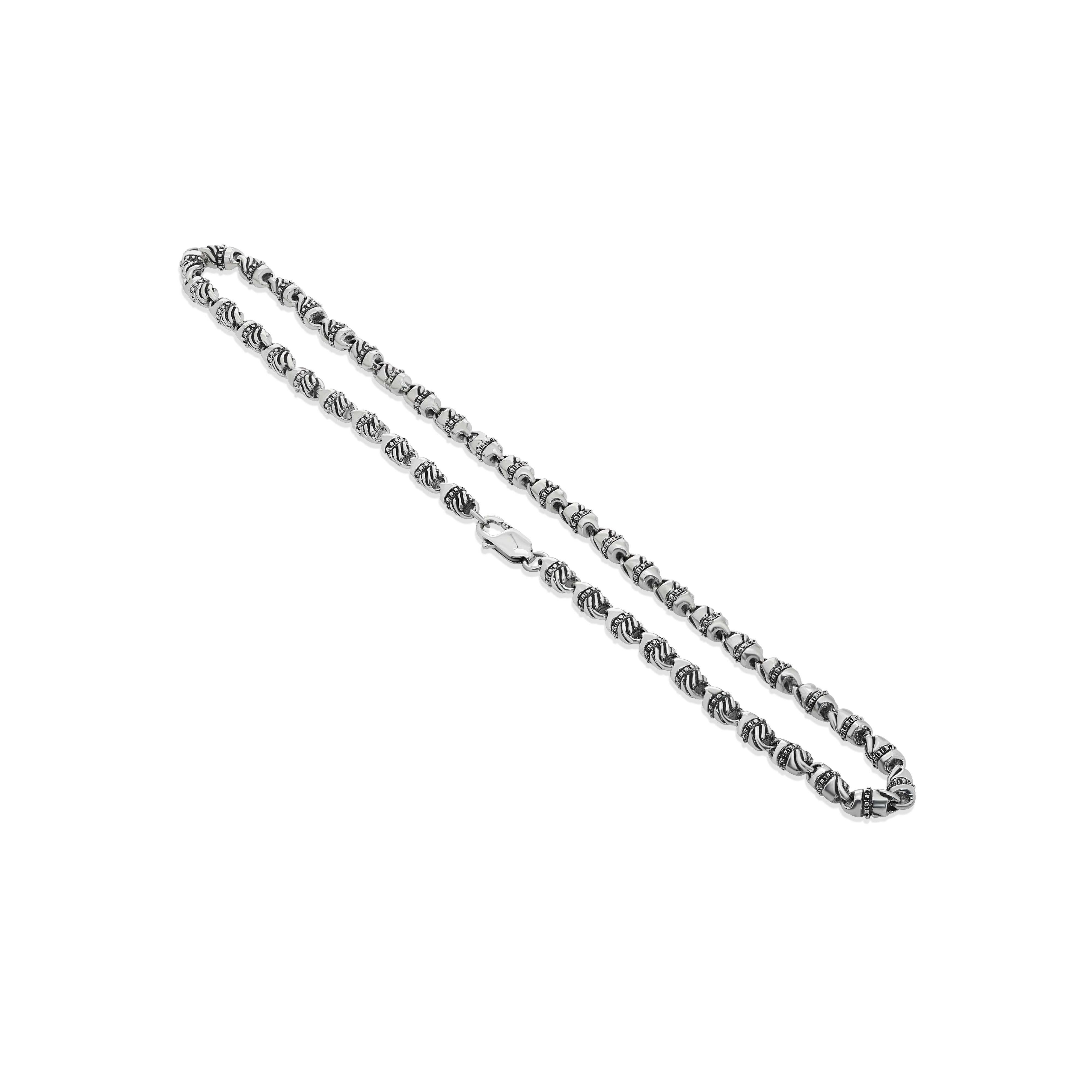 Sterling Silver Victory Torch Bean Link Necklace-1