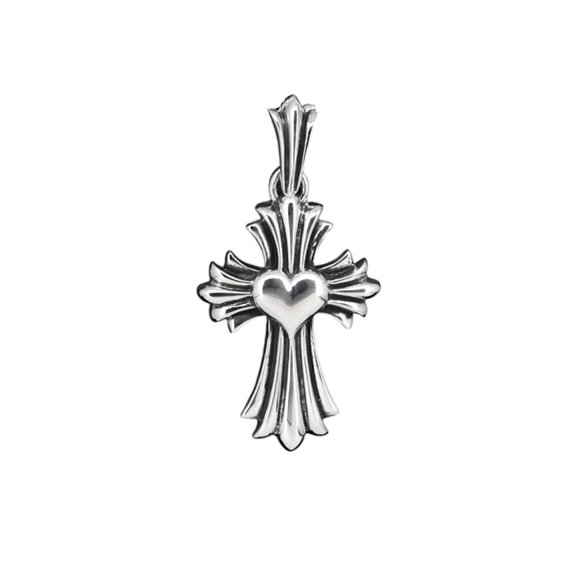 A&G Rock N' Roll Medium Heart Cross Pendant-1