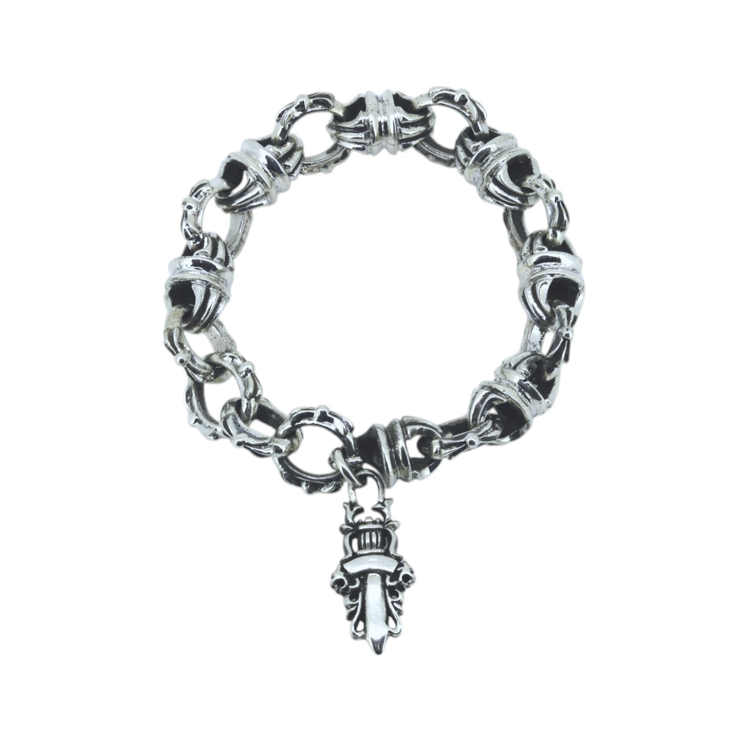 A&G Rock N' Roll Oval Cross Bracelet with Dagger Charm