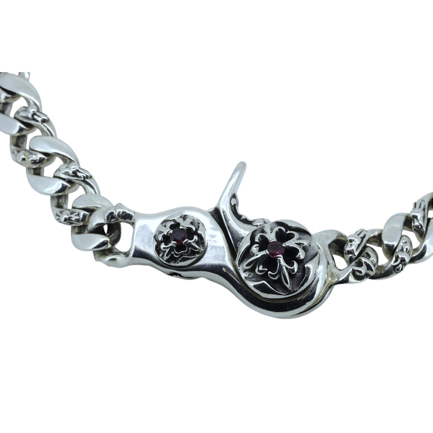 A&G Rock N' Roll Alternating FDL Choker Cuban Necklace with Ruby-2