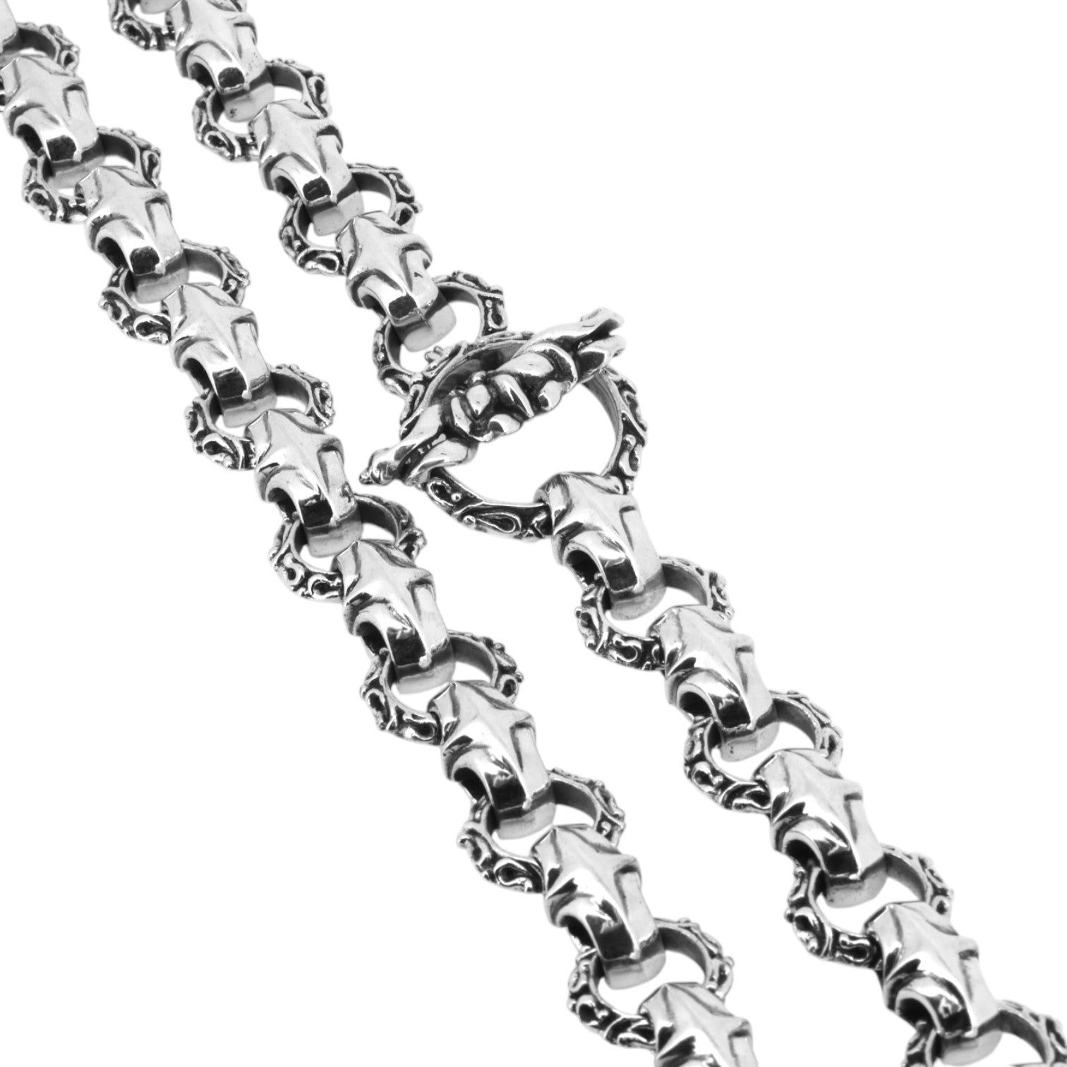 A&G Rock N Roll Alternating Circle & Cross Link Necklace-2
