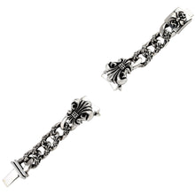 Load image into Gallery viewer, a&amp;g-rock-fleur-de-lis-sterling-silver-watchband-open
