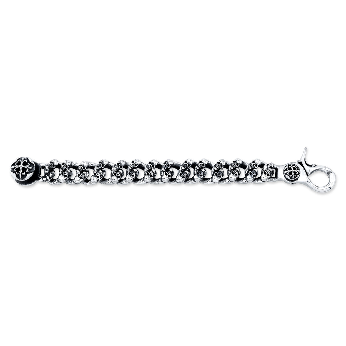 Mini Skull Brothers Sterling Silver Link Bracelet-2