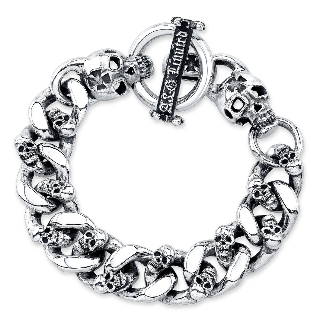 Skull Sterling Silver Link Bracelet