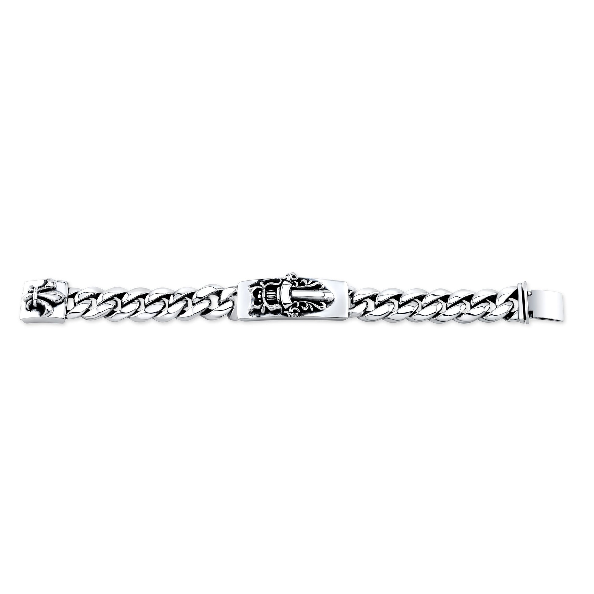Dagger ID Sterling Silver Miami Cuban Chain Bracelet