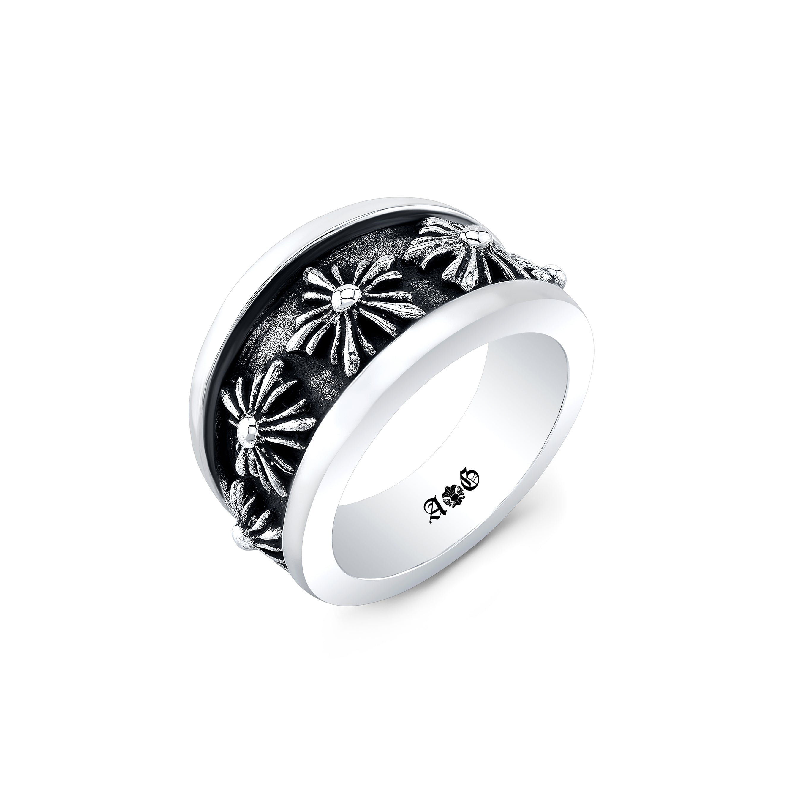 Cross Band Sterling Silver Ring-1