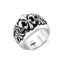 Load image into Gallery viewer, Fleur De Lis Wide Sterling Silver Band
