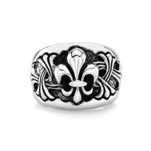 Load image into Gallery viewer, Fleur De Lis Wide Sterling Silver Band
