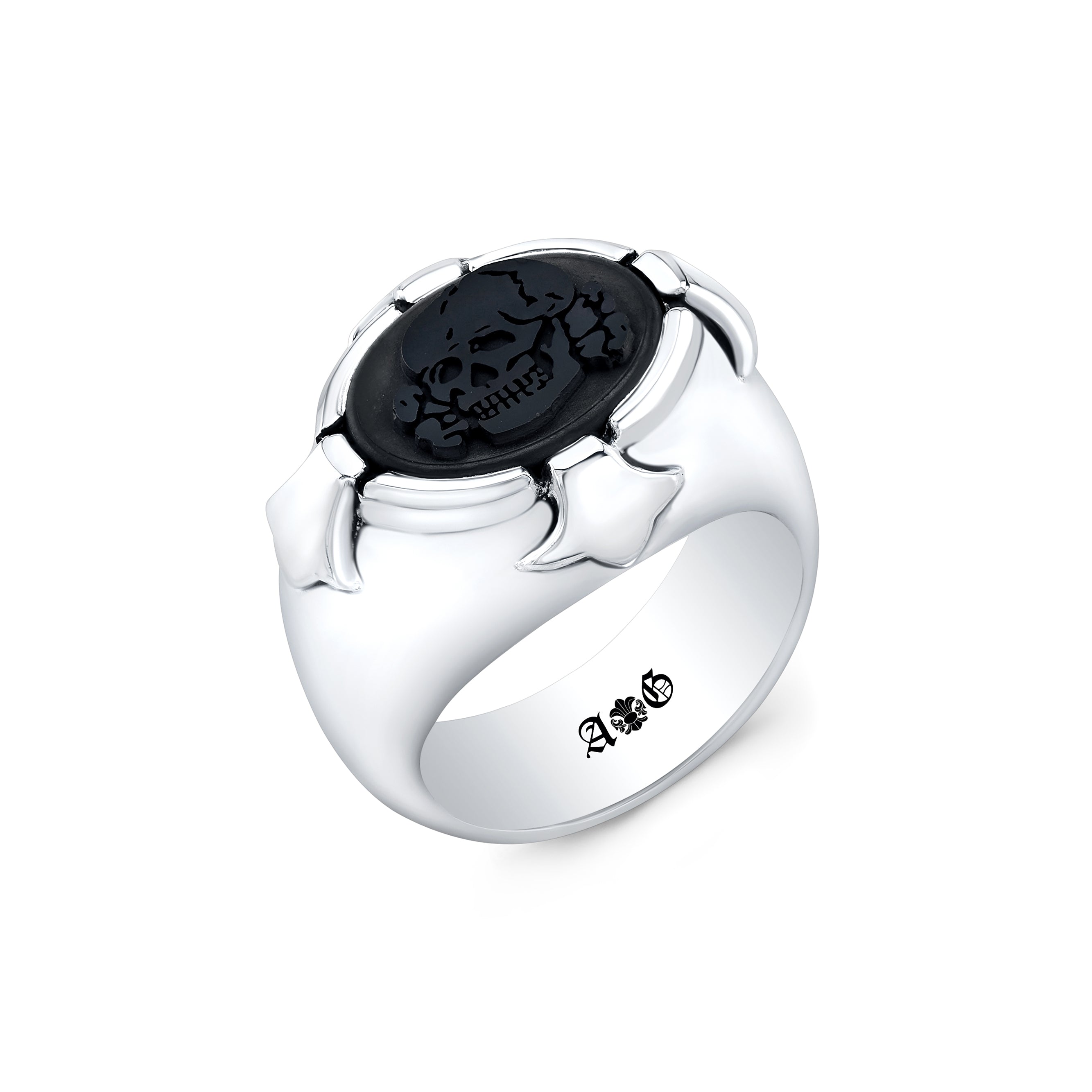 Venetian Glass Skull Insert Sterling Silver Ring-1