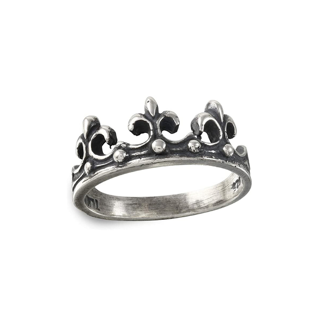 Fleur de Lis Sterling Silver Crown Ring