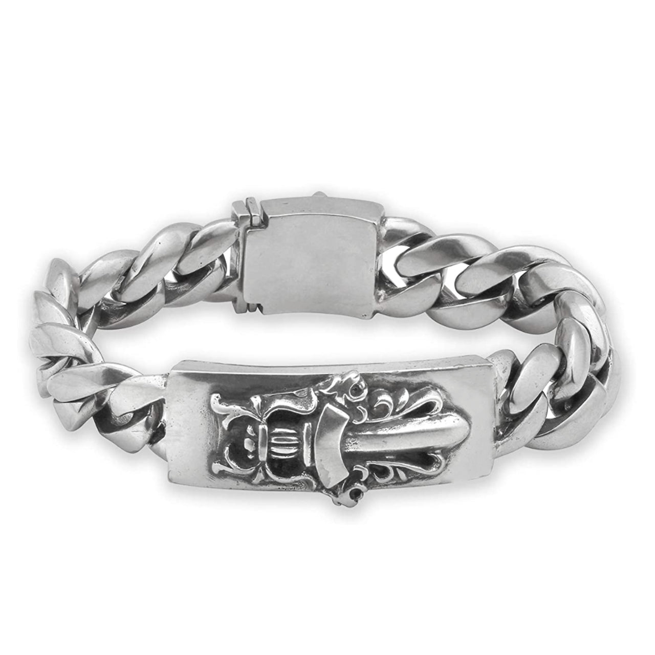 Dagger ID Sterling Silver Miami Cuban Chain Bracelet-1