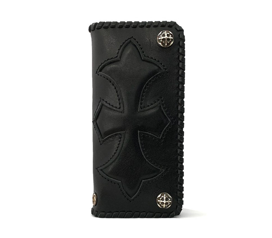 Cross Design Long Leather Wallet
