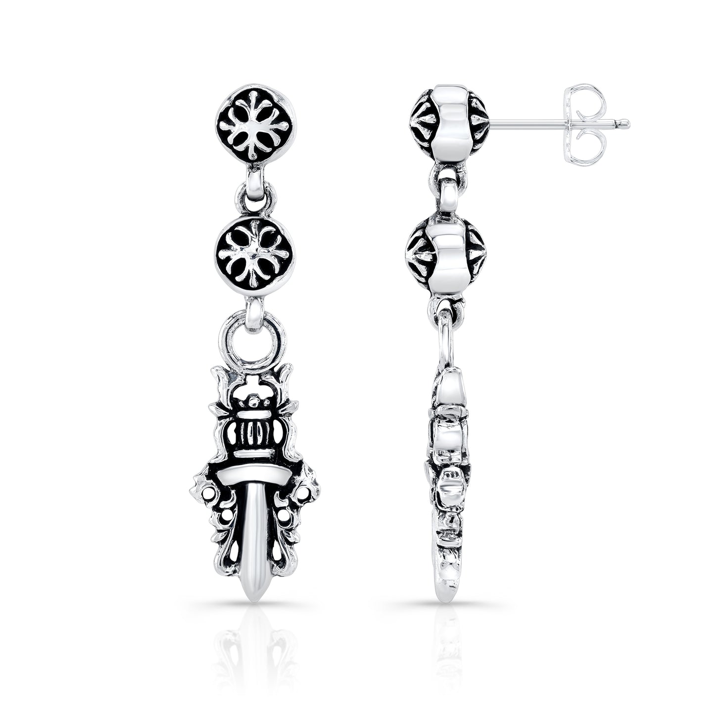 Dagger Double Sterling Silver Dangle Earring