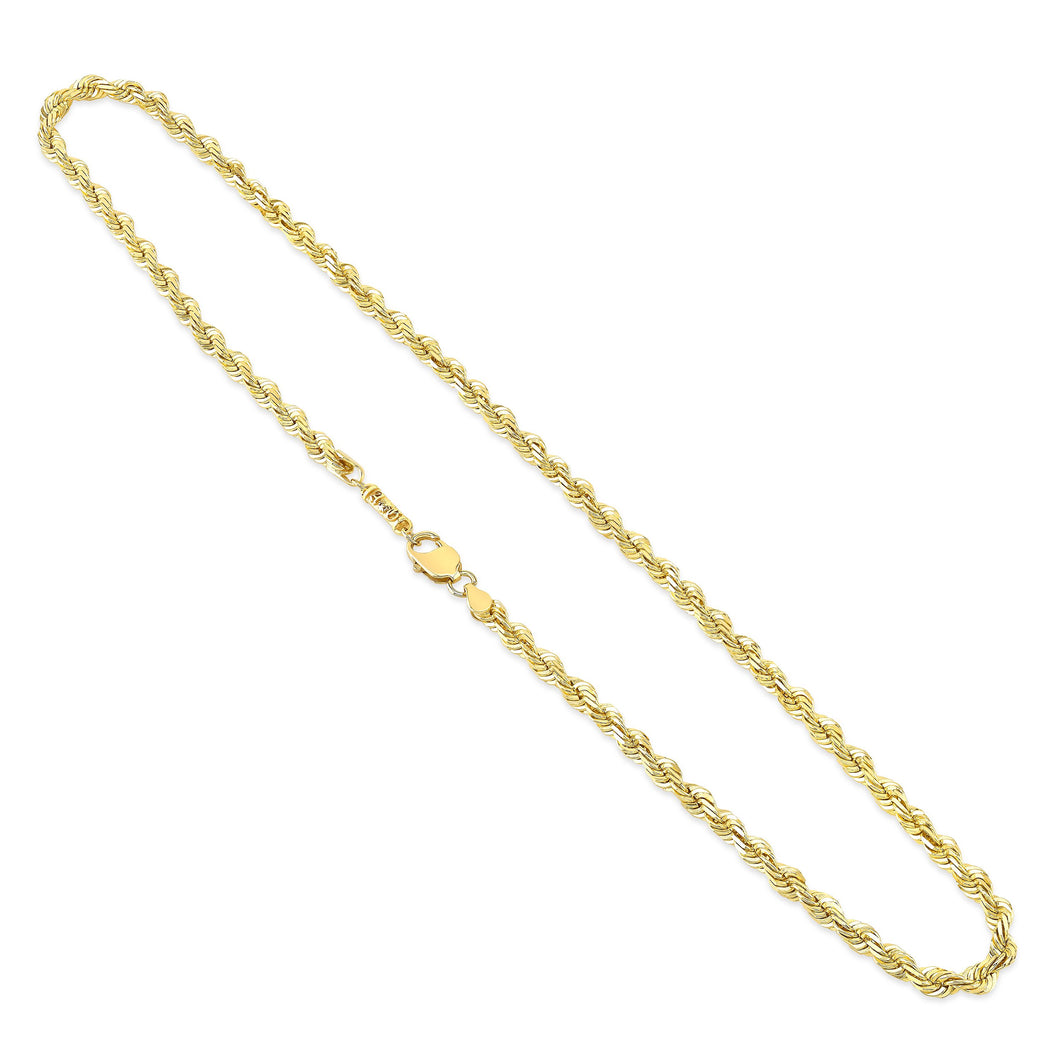 A&G Logo Rope Chain 14K Yellow Gold Necklace