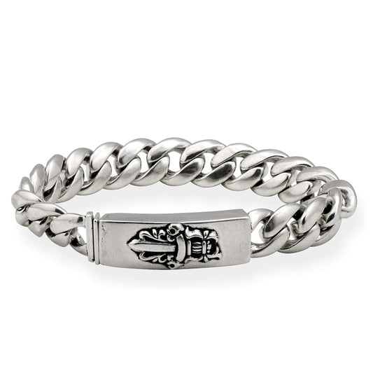 Dagger ID Sterling Silver Miami Cuban Chain Bracelet