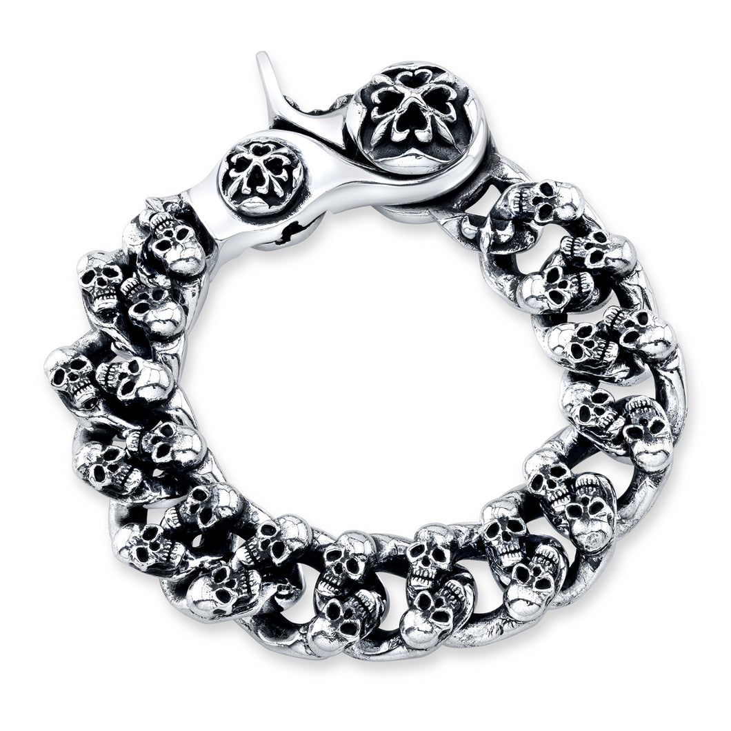 Mini Skull Brothers Sterling Silver Link Bracelet