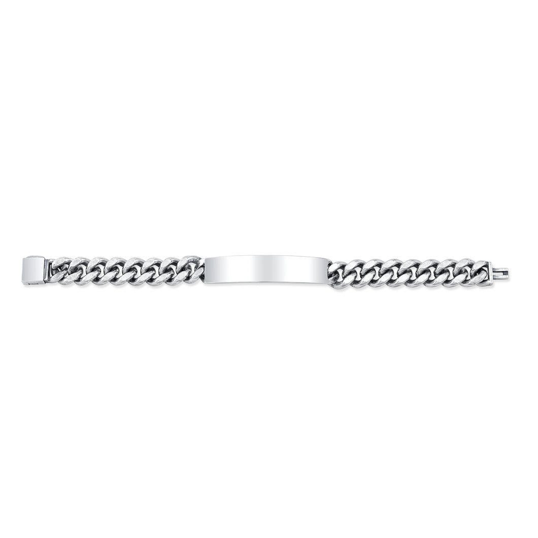 Sterling Silver Cuban Link ID Bracelet