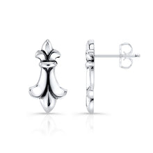 Load image into Gallery viewer, Fleur de Lis Plain Sterling Silver Earring
