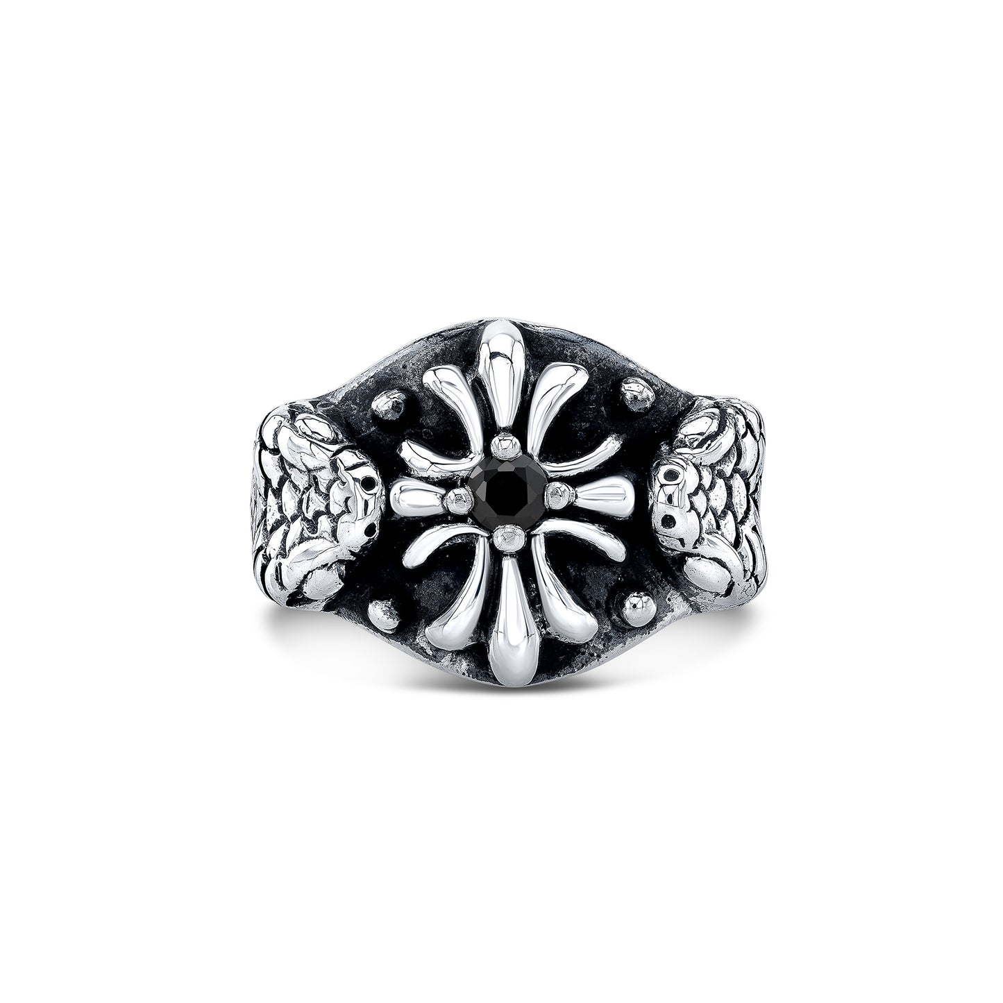 Cross'n Snake Sterling Silver Ring