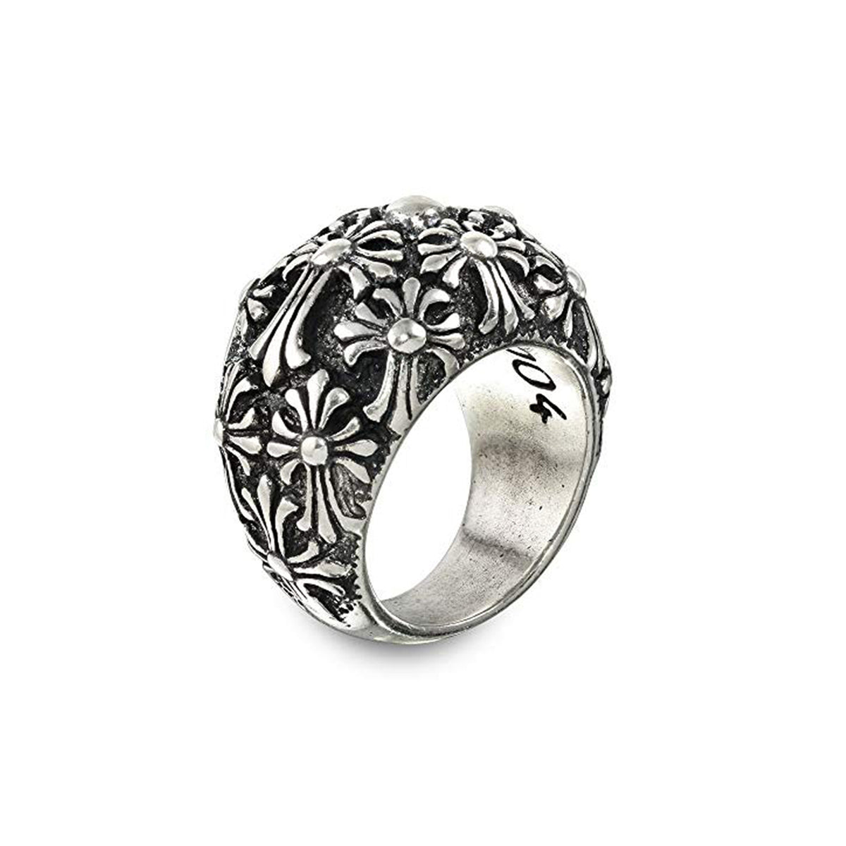Multi Cross Sterling Silver Dome Ring-2