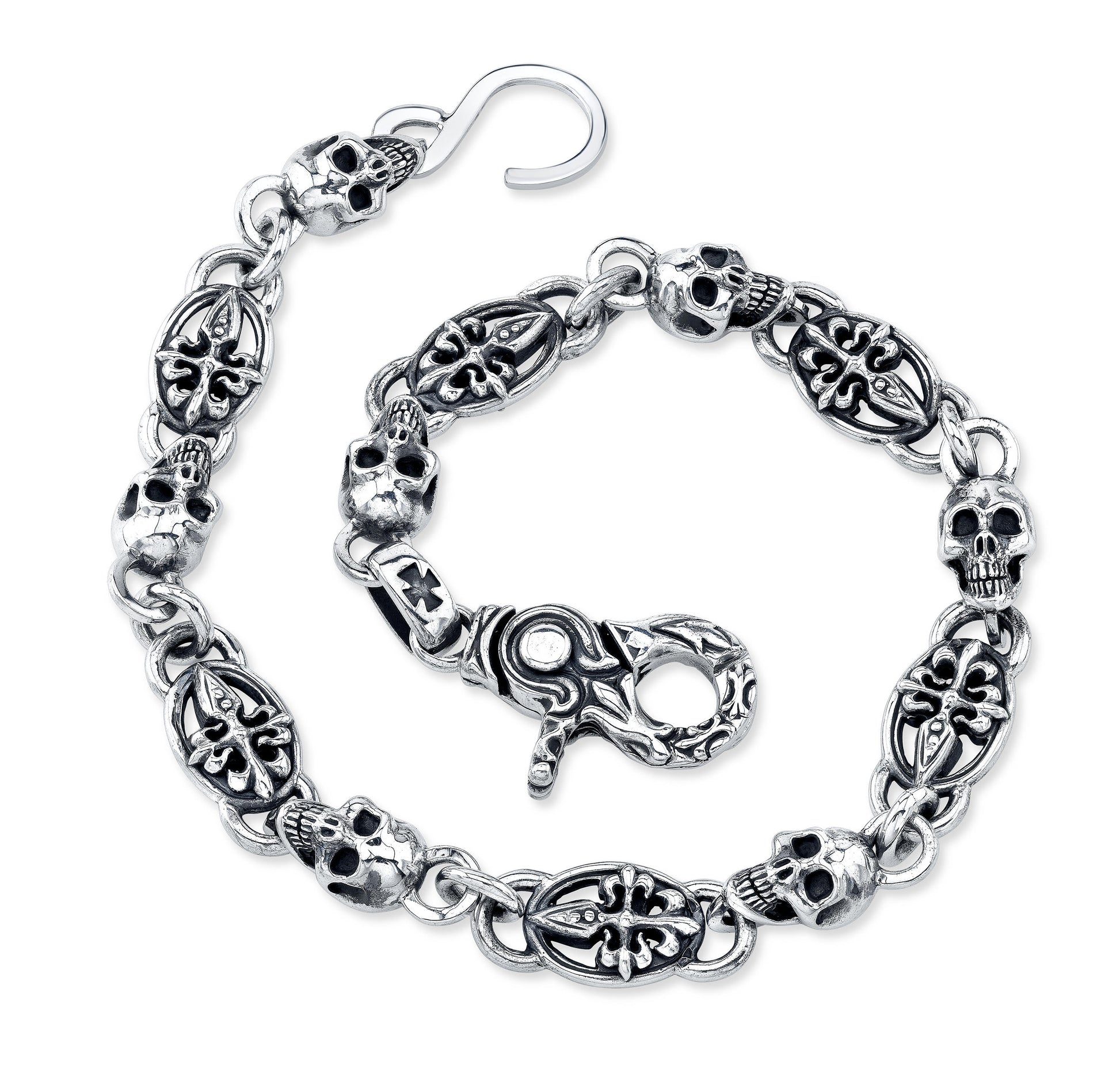 Cross & Skull Sterling Silver Wallet Chain